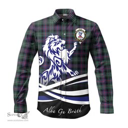 ScotsTee Shop Scottish Rose Hunting Modern Clan Crest Tartan Alba Gu Brath Regal Lion Emblem Long Sleeve Shirt