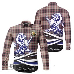 ScotsTee Shop Scottish MacPherson Hunting Ancient Clan Crest Tartan Alba Gu Brath Regal Lion Emblem Long Sleeve Shirt