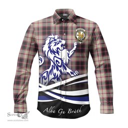 ScotsTee Shop Scottish MacPherson Hunting Ancient Clan Crest Tartan Alba Gu Brath Regal Lion Emblem Long Sleeve Shirt