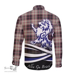 ScotsTee Shop Scottish MacPherson Hunting Ancient Clan Crest Tartan Alba Gu Brath Regal Lion Emblem Long Sleeve Shirt