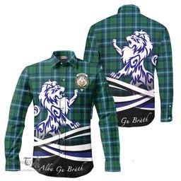ScotsTee Shop Scottish Urquhart Ancient Clan Crest Tartan Alba Gu Brath Regal Lion Emblem Long Sleeve Shirt