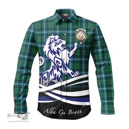 ScotsTee Shop Scottish Urquhart Ancient Clan Crest Tartan Alba Gu Brath Regal Lion Emblem Long Sleeve Shirt