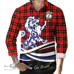 ScotsTee Shop Scottish Wallace Hunting Red Clan Crest Tartan Alba Gu Brath Regal Lion Emblem Long Sleeve Shirt