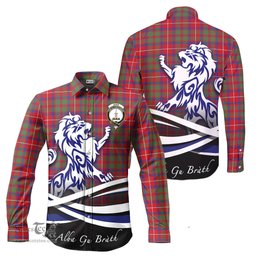 ScotsTee Shop Scottish Shaw Red Modern Clan Crest Tartan Alba Gu Brath Regal Lion Emblem Long Sleeve Shirt