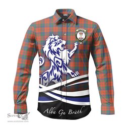 ScotsTee Shop Scottish Robertson Ancient Clan Crest Tartan Alba Gu Brath Regal Lion Emblem Long Sleeve Shirt