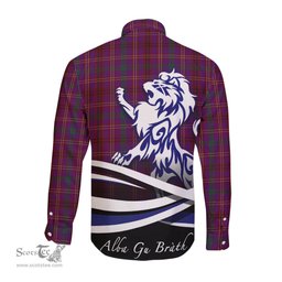 ScotsTee Shop Scottish McCall (Caithness) Clan Crest Tartan Alba Gu Brath Regal Lion Emblem Long Sleeve Shirt