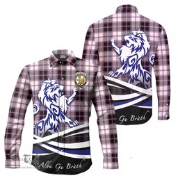 ScotsTee Shop Scottish MacPherson Hunting Modern Clan Crest Tartan Alba Gu Brath Regal Lion Emblem Long Sleeve Shirt