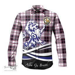 ScotsTee Shop Scottish MacPherson Hunting Modern Clan Crest Tartan Alba Gu Brath Regal Lion Emblem Long Sleeve Shirt