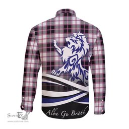 ScotsTee Shop Scottish MacPherson Hunting Modern Clan Crest Tartan Alba Gu Brath Regal Lion Emblem Long Sleeve Shirt