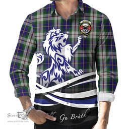 ScotsTee Shop Scottish MacLeod Of Californian Clan Crest Tartan Alba Gu Brath Regal Lion Emblem Long Sleeve Shirt