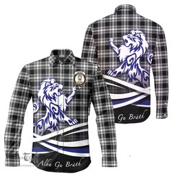 ScotsTee Shop Scottish Menzies Black and White Clan Crest Tartan Alba Gu Brath Regal Lion Emblem Long Sleeve Shirt