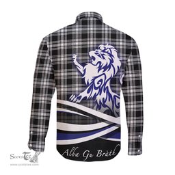 ScotsTee Shop Scottish Menzies Black and White Clan Crest Tartan Alba Gu Brath Regal Lion Emblem Long Sleeve Shirt