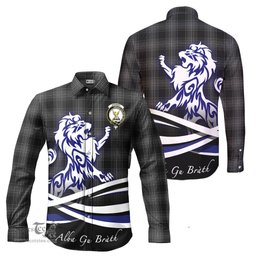 ScotsTee Shop Scottish Stewart Mourning Clan Crest Tartan Alba Gu Brath Regal Lion Emblem Long Sleeve Shirt