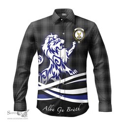 ScotsTee Shop Scottish Stewart Mourning Clan Crest Tartan Alba Gu Brath Regal Lion Emblem Long Sleeve Shirt