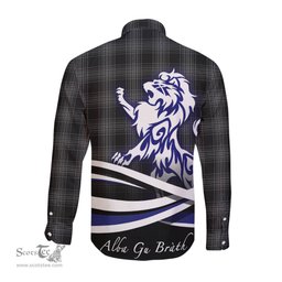 ScotsTee Shop Scottish Stewart Mourning Clan Crest Tartan Alba Gu Brath Regal Lion Emblem Long Sleeve Shirt