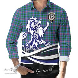ScotsTee Shop Scottish Pitcairn Hunting Clan Crest Tartan Alba Gu Brath Regal Lion Emblem Long Sleeve Shirt