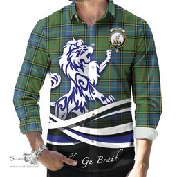 ScotsTee Shop Scottish MacMillan Hunting Ancient Clan Crest Tartan Alba Gu Brath Regal Lion Emblem Long Sleeve Shirt