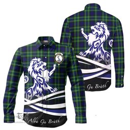 ScotsTee Shop Scottish MacNeil of Colonsay Modern Clan Crest Tartan Alba Gu Brath Regal Lion Emblem Long Sleeve Shirt