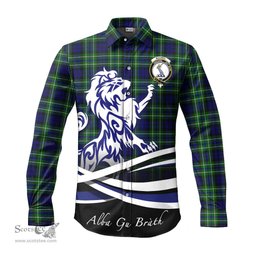 ScotsTee Shop Scottish MacNeil of Colonsay Modern Clan Crest Tartan Alba Gu Brath Regal Lion Emblem Long Sleeve Shirt