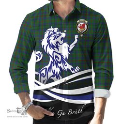 ScotsTee Shop Scottish Moncrieff of Atholl Clan Crest Tartan Alba Gu Brath Regal Lion Emblem Long Sleeve Shirt