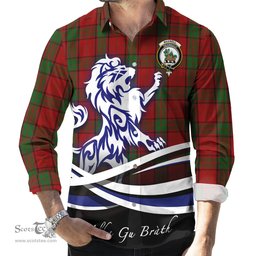 ScotsTee Shop Scottish Maxwell Clan Crest Tartan Alba Gu Brath Regal Lion Emblem Long Sleeve Shirt