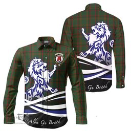 ScotsTee Shop Scottish Macnaughton Hunting Clan Crest Tartan Alba Gu Brath Regal Lion Emblem Long Sleeve Shirt