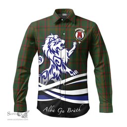 ScotsTee Shop Scottish Macnaughton Hunting Clan Crest Tartan Alba Gu Brath Regal Lion Emblem Long Sleeve Shirt