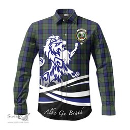 ScotsTee Shop Scottish MacLaren Clan Crest Tartan Alba Gu Brath Regal Lion Emblem Long Sleeve Shirt