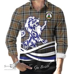 ScotsTee Shop Scottish Thomson Camel Clan Crest Tartan Alba Gu Brath Regal Lion Emblem Long Sleeve Shirt