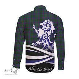 ScotsTee Shop Scottish Wood Clan Crest Tartan Alba Gu Brath Regal Lion Emblem Long Sleeve Shirt