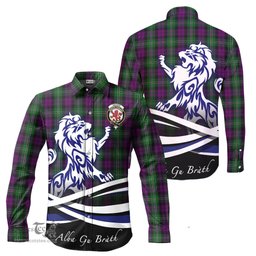 ScotsTee Shop Scottish Wilson Clan Crest Tartan Alba Gu Brath Regal Lion Emblem Long Sleeve Shirt