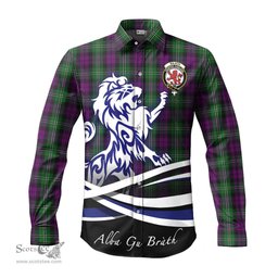ScotsTee Shop Scottish Wilson Clan Crest Tartan Alba Gu Brath Regal Lion Emblem Long Sleeve Shirt