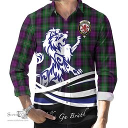 ScotsTee Shop Scottish Wilson Clan Crest Tartan Alba Gu Brath Regal Lion Emblem Long Sleeve Shirt