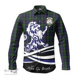 ScotsTee Shop Scottish Murray of Atholl Clan Crest Tartan Alba Gu Brath Regal Lion Emblem Long Sleeve Shirt