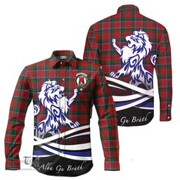 ScotsTee Shop Scottish MacNaughton Clan Crest Tartan Alba Gu Brath Regal Lion Emblem Long Sleeve Shirt