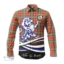 ScotsTee Shop Scottish Scott Ancient Clan Crest Tartan Alba Gu Brath Regal Lion Emblem Long Sleeve Shirt