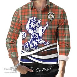 ScotsTee Shop Scottish Scott Ancient Clan Crest Tartan Alba Gu Brath Regal Lion Emblem Long Sleeve Shirt