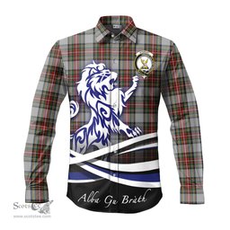 ScotsTee Shop Scottish Stewart Dress Clan Crest Tartan Alba Gu Brath Regal Lion Emblem Long Sleeve Shirt