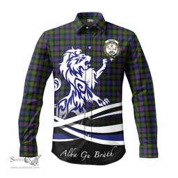 ScotsTee Shop Scottish Murray of Atholl Modern Clan Crest Tartan Alba Gu Brath Regal Lion Emblem Long Sleeve Shirt