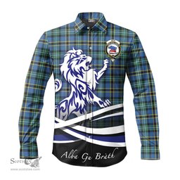 ScotsTee Shop Scottish Weir Ancient Clan Crest Tartan Alba Gu Brath Regal Lion Emblem Long Sleeve Shirt