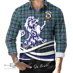 ScotsTee Shop Scottish Weir Ancient Clan Crest Tartan Alba Gu Brath Regal Lion Emblem Long Sleeve Shirt