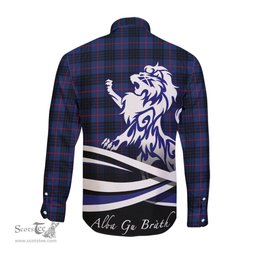 ScotsTee Shop Scottish McCoy Blue Clan Crest Tartan Alba Gu Brath Regal Lion Emblem Long Sleeve Shirt