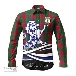 ScotsTee Shop Scottish MacPhail Blue Bands Clan Crest Tartan Alba Gu Brath Regal Lion Emblem Long Sleeve Shirt
