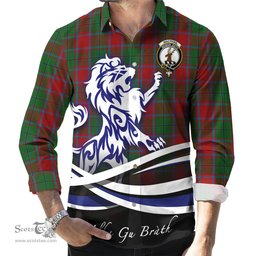 ScotsTee Shop Scottish MacPhail Blue Bands Clan Crest Tartan Alba Gu Brath Regal Lion Emblem Long Sleeve Shirt
