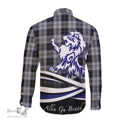 ScotsTee Shop Scottish Menzies Black Dress Clan Crest Tartan Alba Gu Brath Regal Lion Emblem Long Sleeve Shirt
