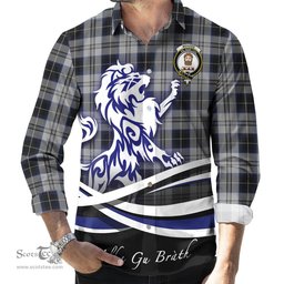ScotsTee Shop Scottish Menzies Black Dress Clan Crest Tartan Alba Gu Brath Regal Lion Emblem Long Sleeve Shirt