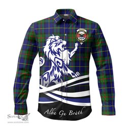 ScotsTee Shop Scottish MacLeod of Harris Modern Clan Crest Tartan Alba Gu Brath Regal Lion Emblem Long Sleeve Shirt