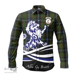 ScotsTee Shop Scottish MacRae Hunting Clan Crest Tartan Alba Gu Brath Regal Lion Emblem Long Sleeve Shirt