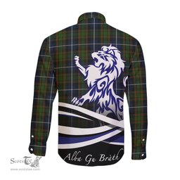 ScotsTee Shop Scottish MacRae Hunting Clan Crest Tartan Alba Gu Brath Regal Lion Emblem Long Sleeve Shirt