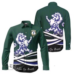ScotsTee Shop Scottish Montgomery Clan Crest Tartan Alba Gu Brath Regal Lion Emblem Long Sleeve Shirt
